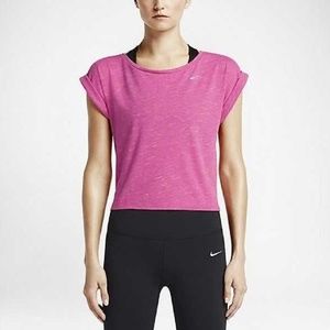 nike drifit pink crop top for workout!!